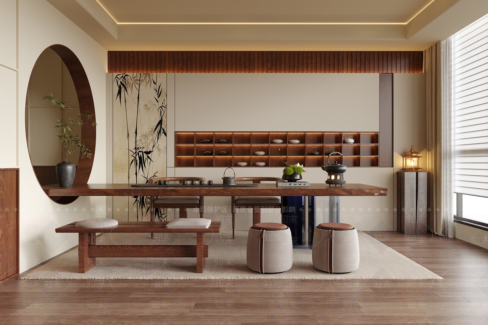 新中式茶室3D模型下载【ID:1229239946】