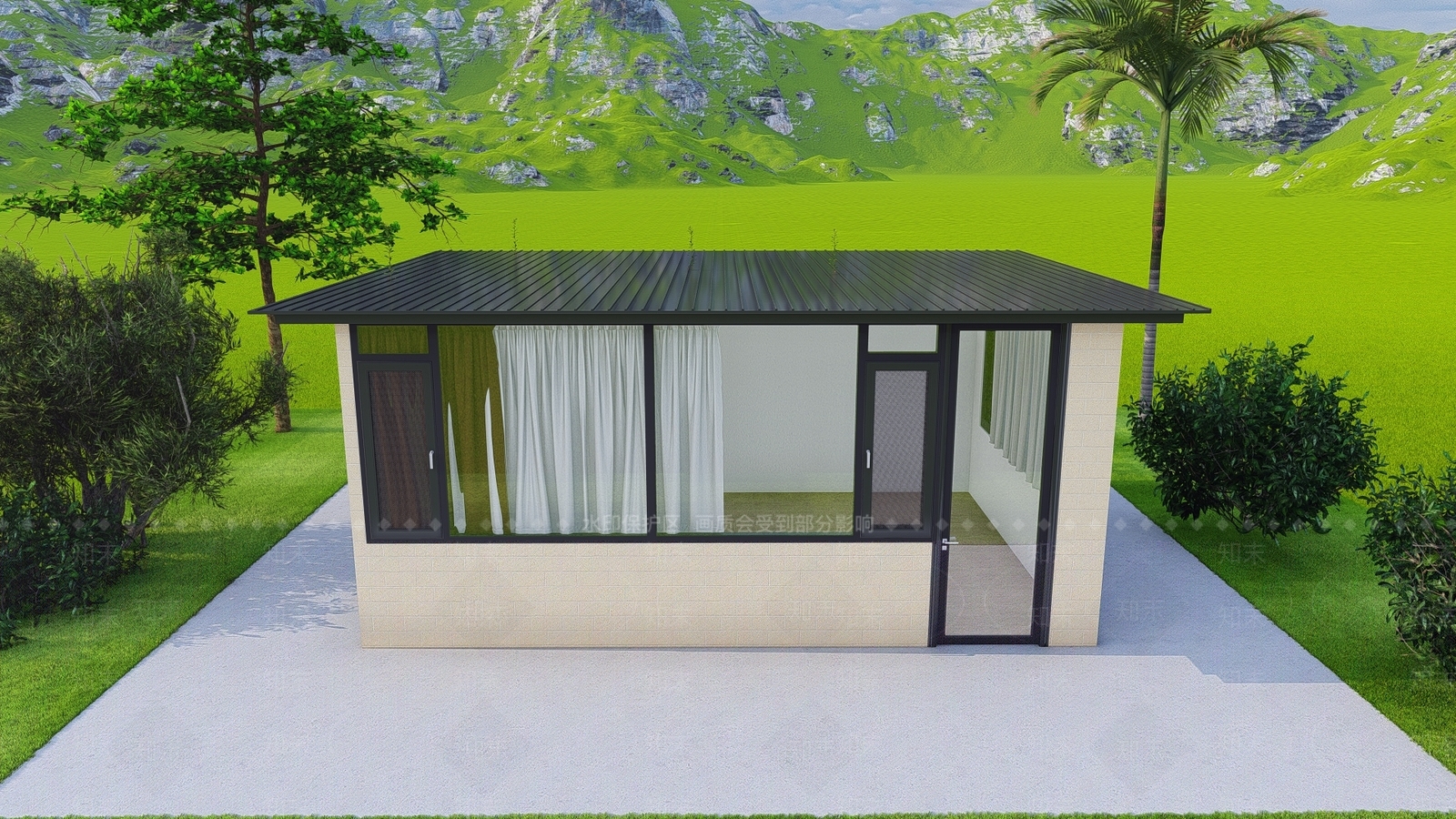 现代主义平屋面SU模型下载【ID:1229240311】