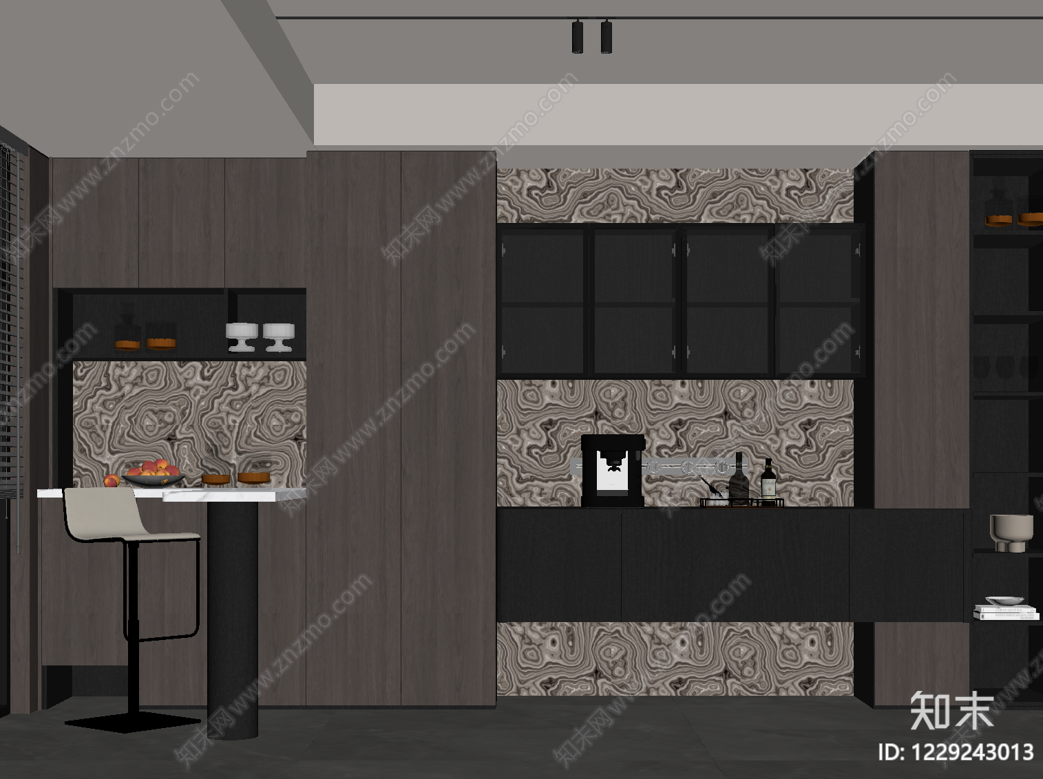 意式极简酒柜SU模型下载【ID:1229243013】