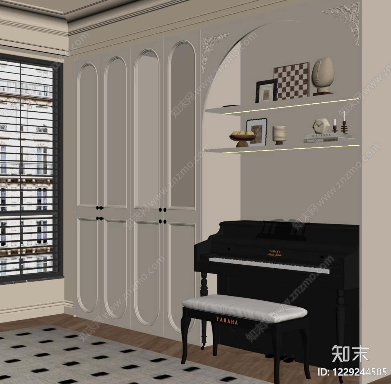 法式钢琴房SU模型下载【ID:1229244505】