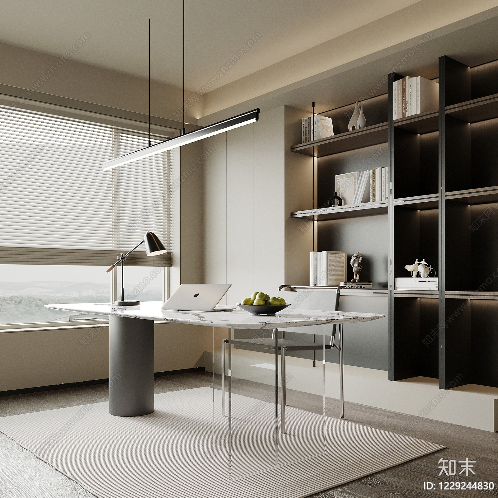 意式极简书房3D模型下载【ID:1229244830】