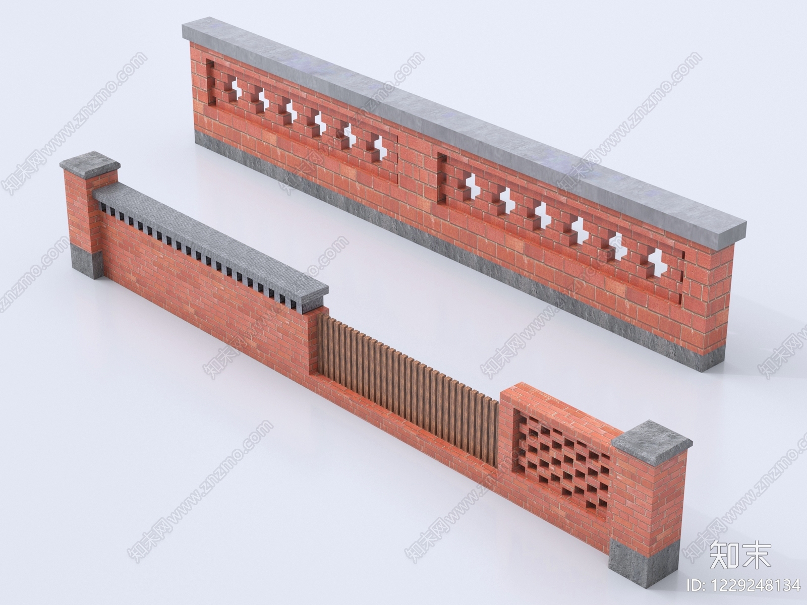 现代主义围墙3D模型渲染效果图