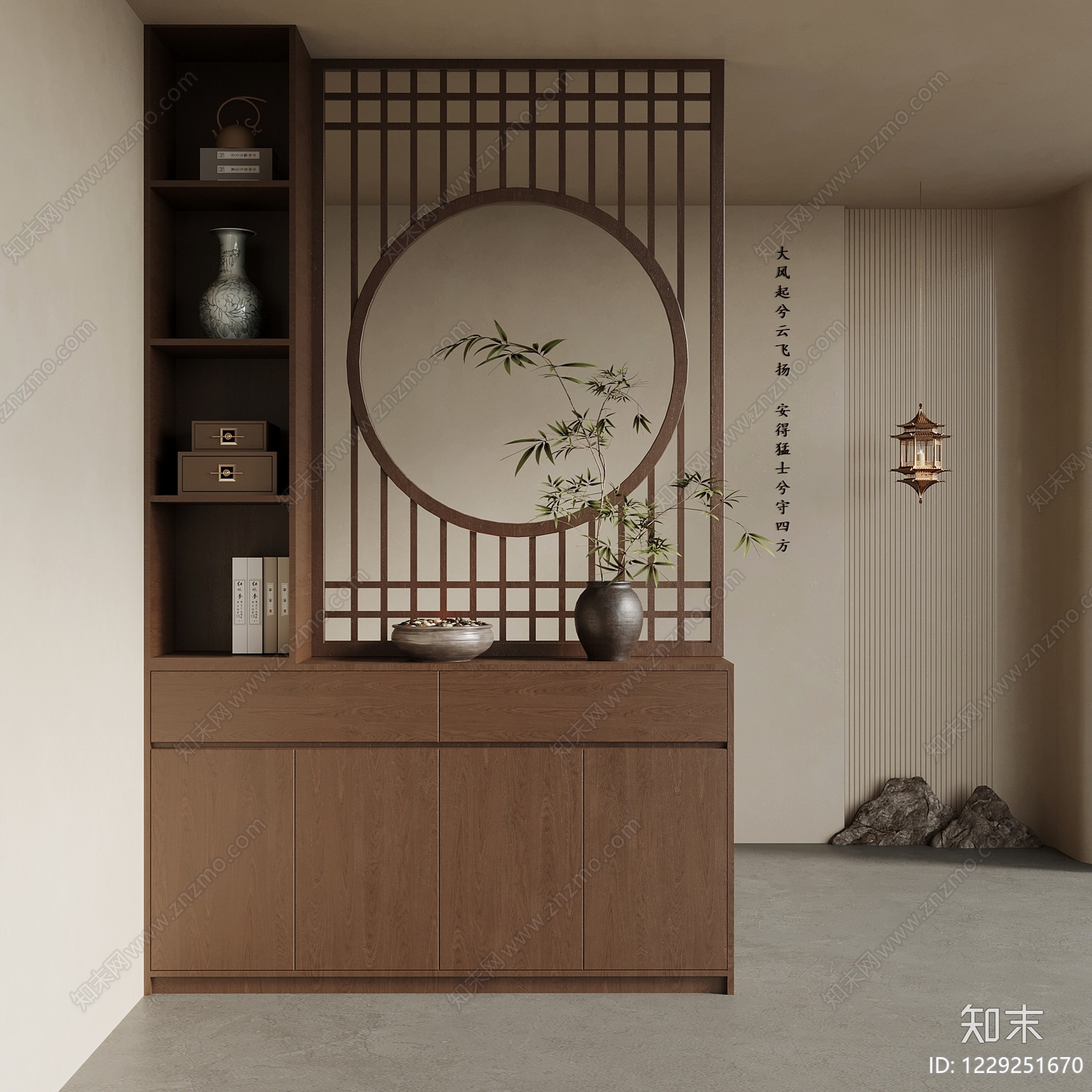 新中式隔断3D模型下载【ID:1229251670】