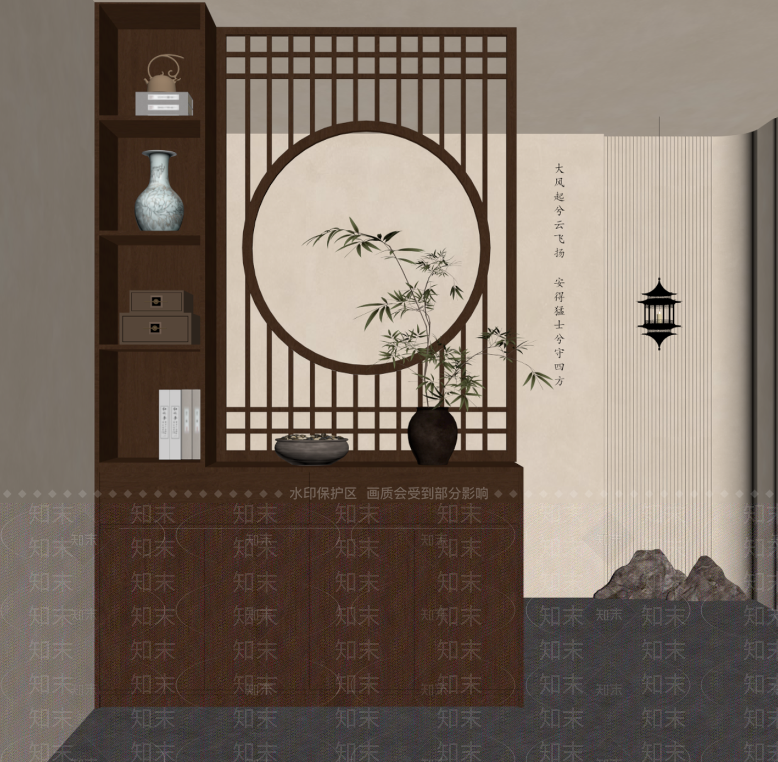 新中式隔断SU模型下载【ID:1229251566】