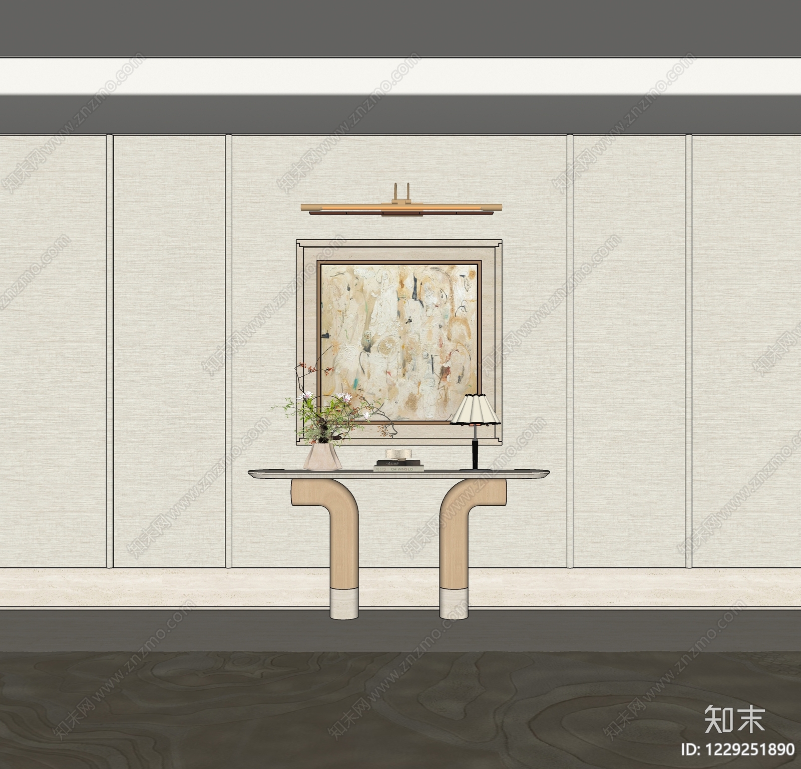奶油风玄关SU模型下载【ID:1229251890】