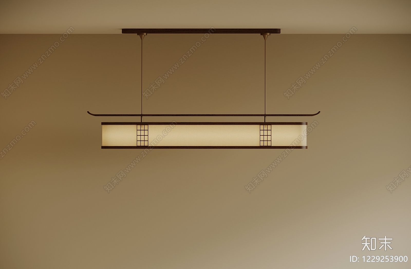 新中式长条吊灯3D模型下载【ID:1229253900】