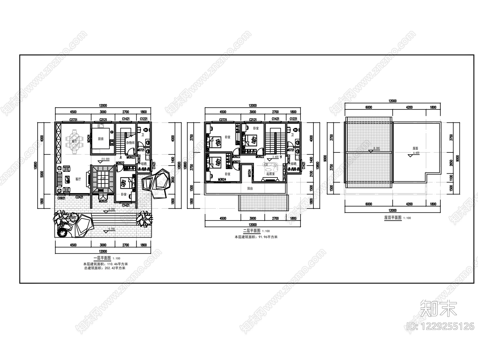 别墅建筑cad施工图下载【ID:1229255126】