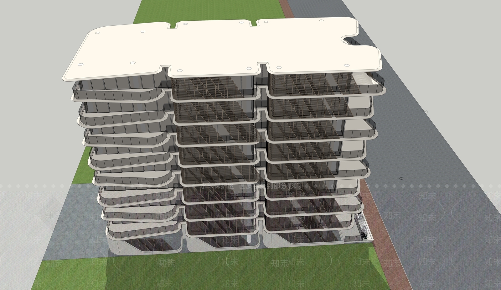 现代主义小高层住宅楼SU模型下载【ID:1229263389】