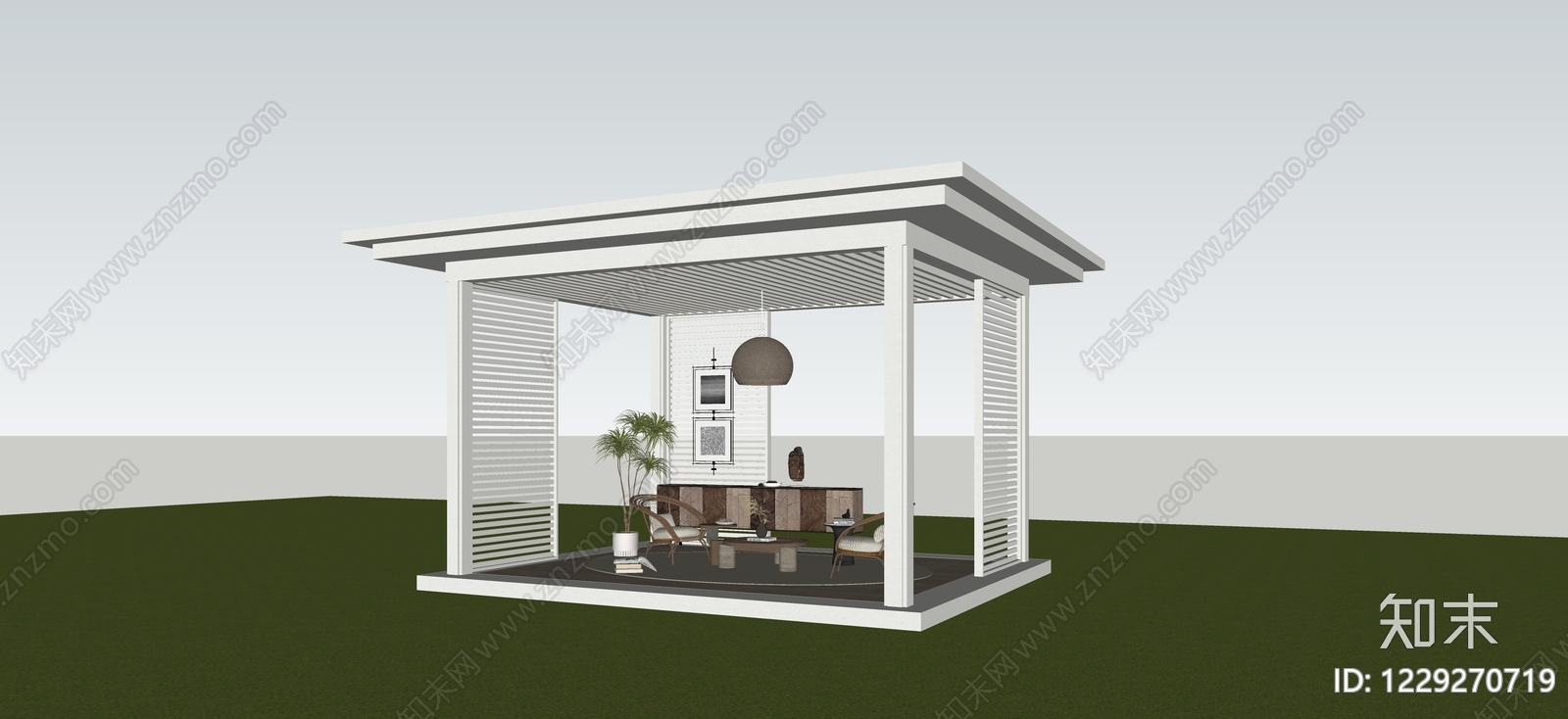 现代简约廊架SU模型下载【ID:1229270719】