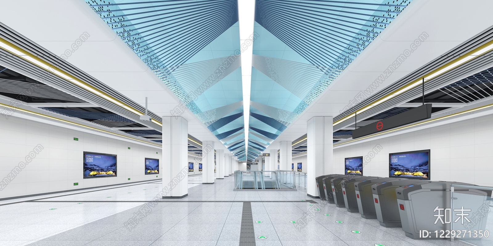 现代简约车站3D模型渲染效果图