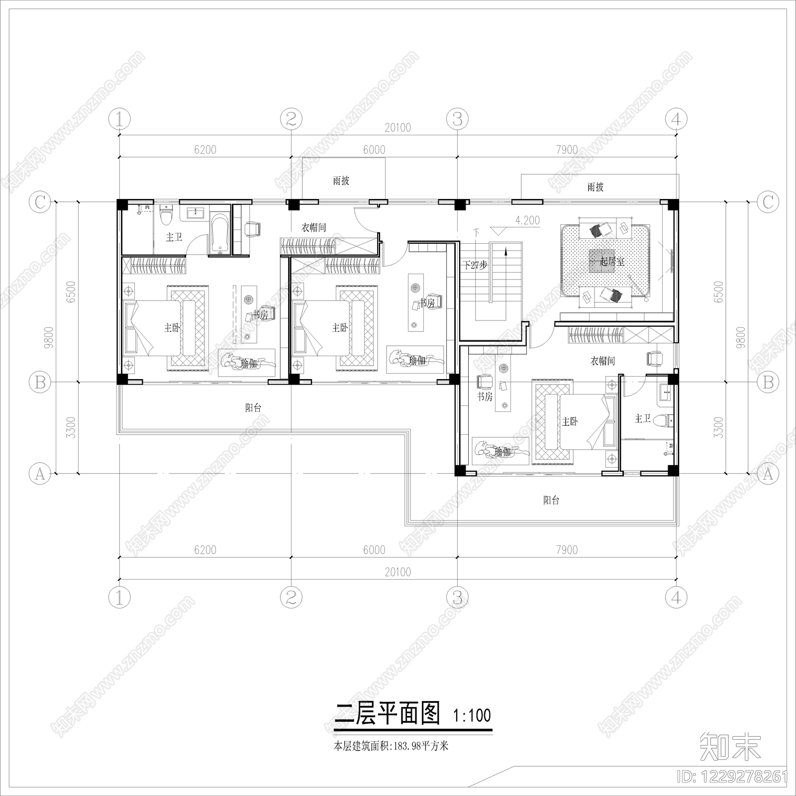 别墅建筑cad施工图下载【ID:1229278261】