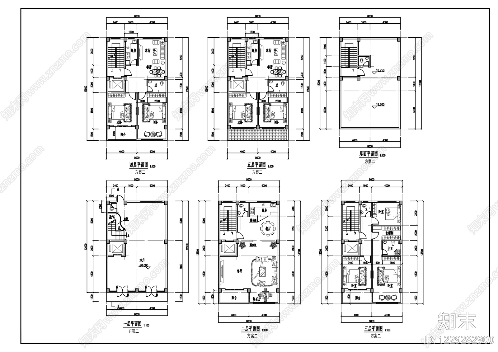 住宅楼建筑cad施工图下载【ID:1229282900】