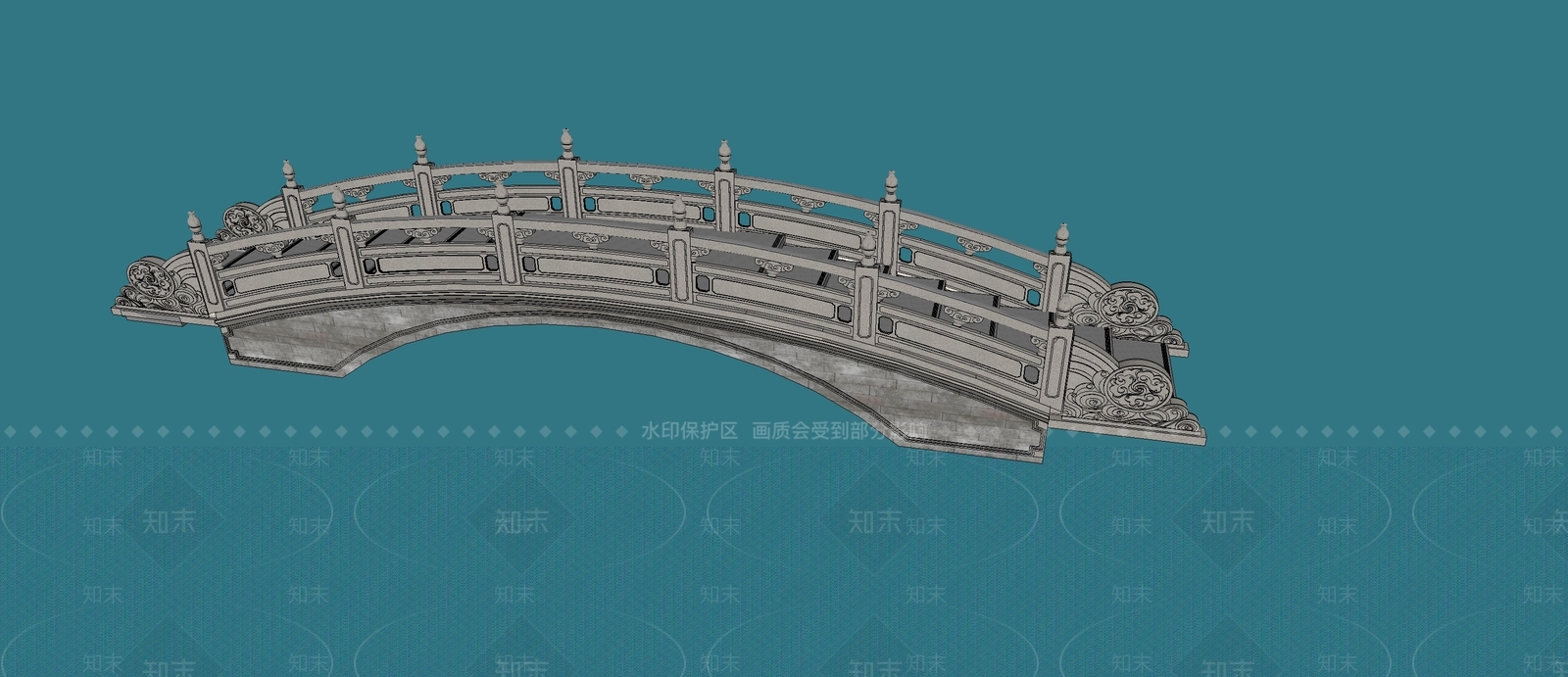 中式古建景观桥SU模型下载【ID:1229297880】