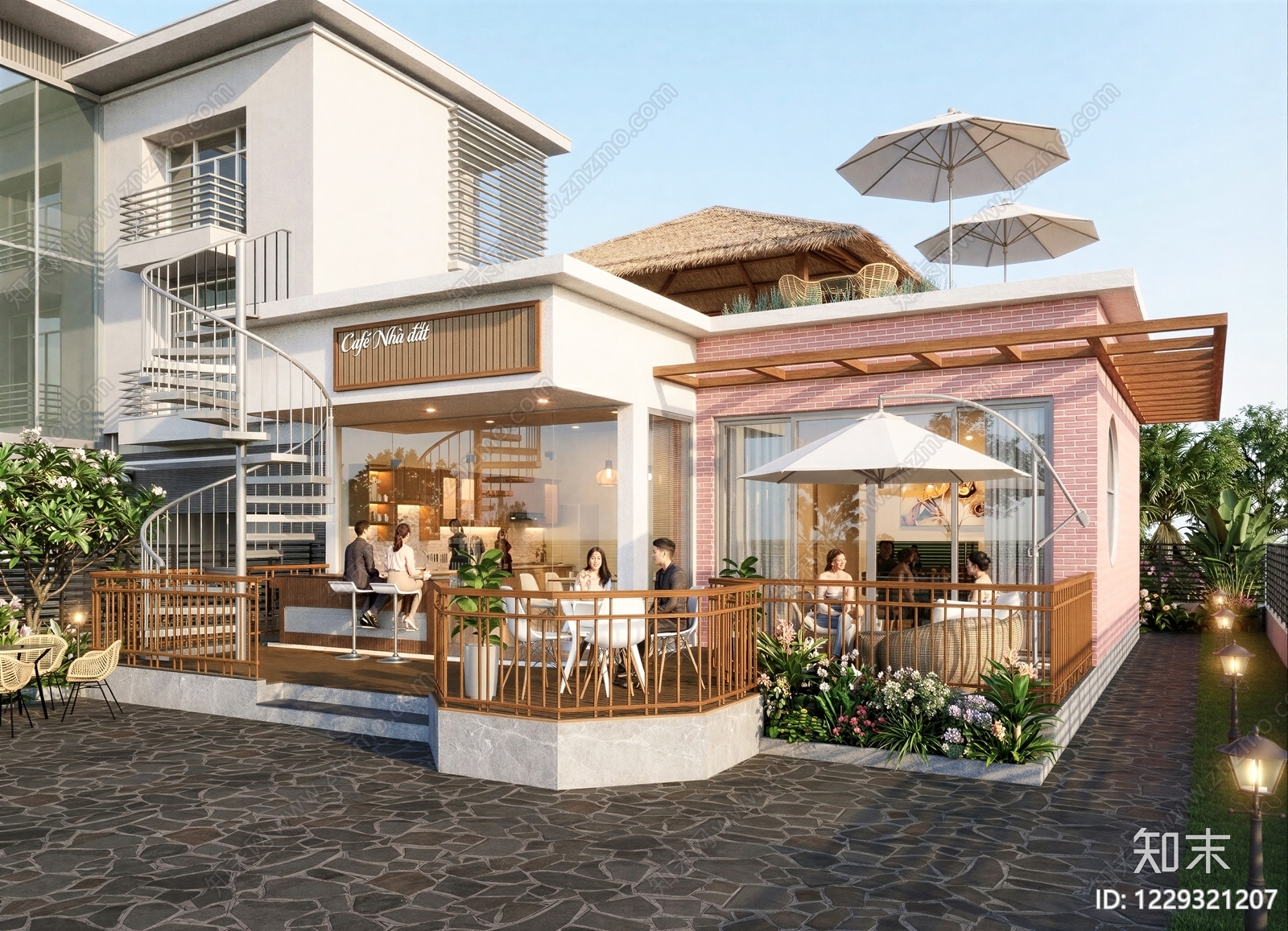 现代餐饮建筑SU模型下载【ID:1229321207】