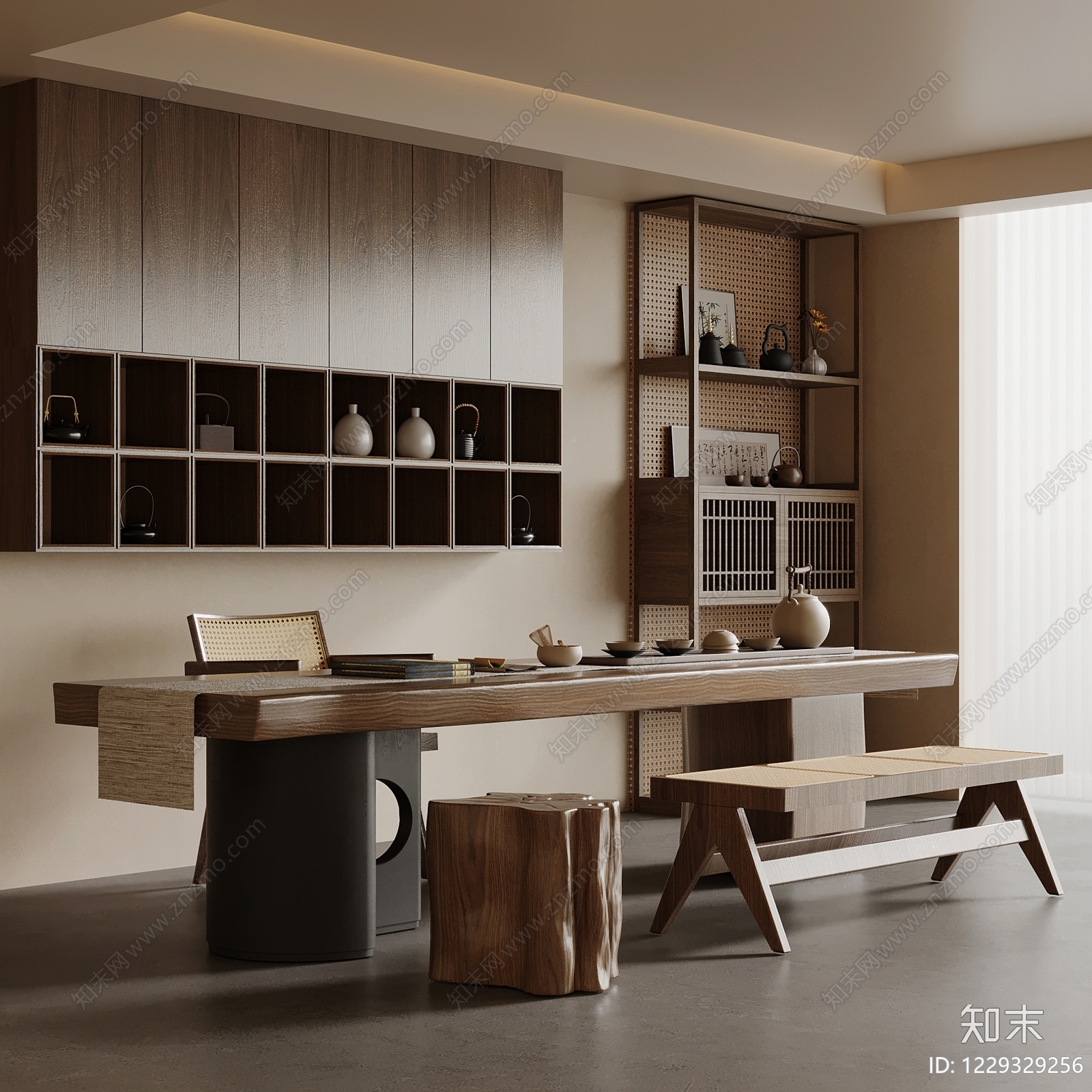 新中式茶室3D模型下载【ID:1229329256】