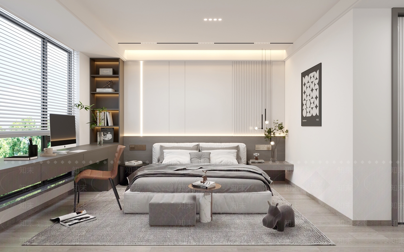 现代简约主卧3D模型下载【ID:1229331589】