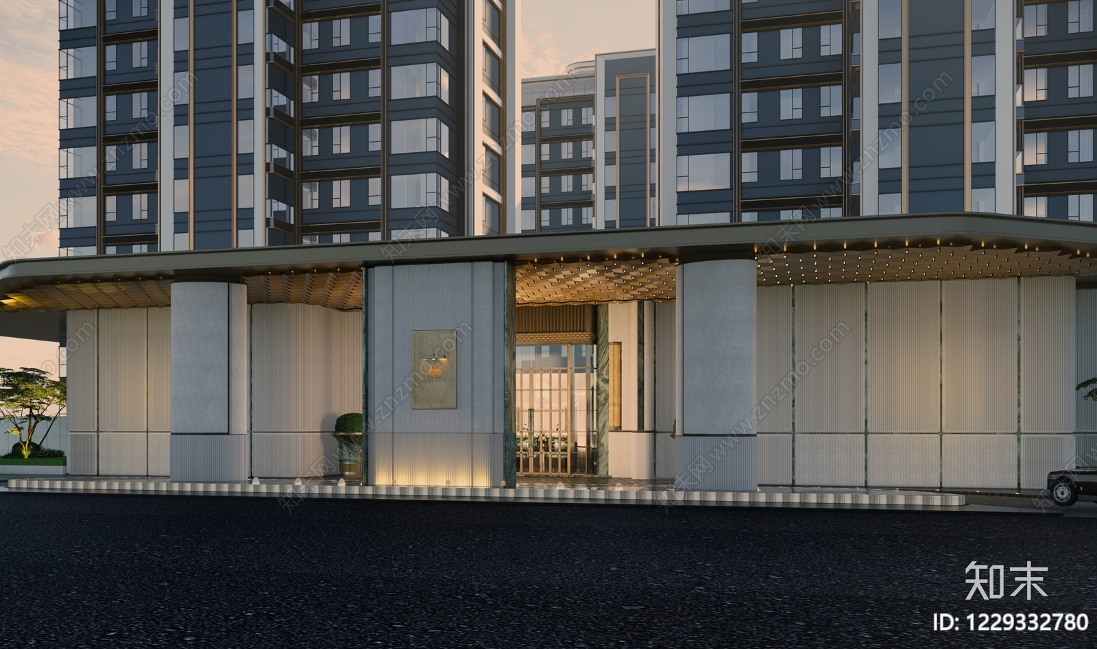 轻奢小区建筑SU模型下载【ID:1229332780】