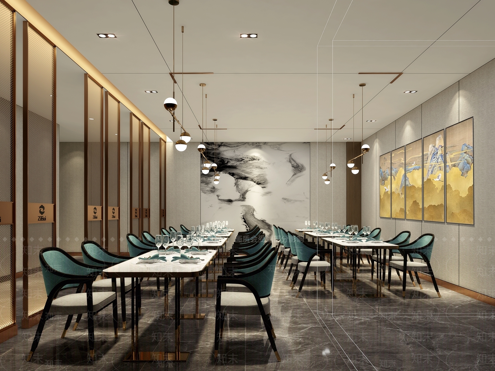 新中式中餐厅3D模型下载【ID:1229332703】