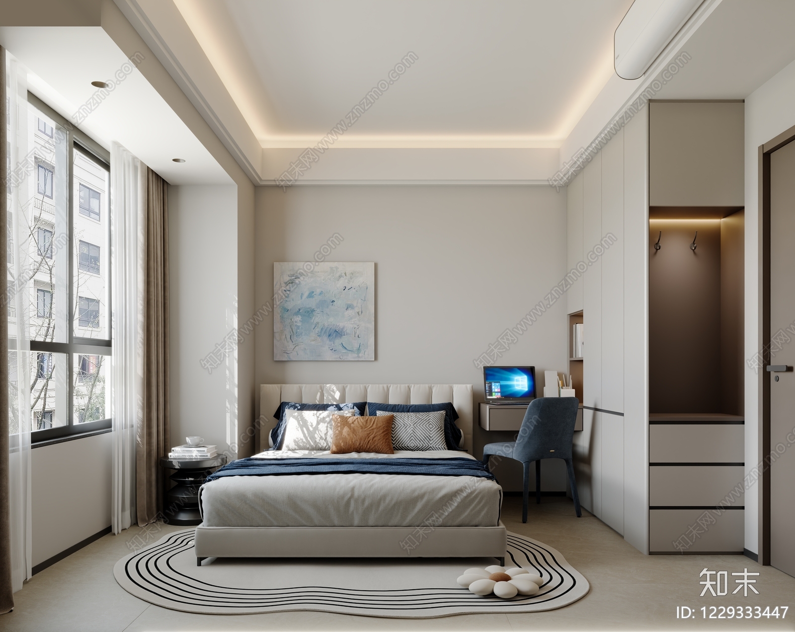 现代简约家居卧室3D模型下载【ID:1229333447】
