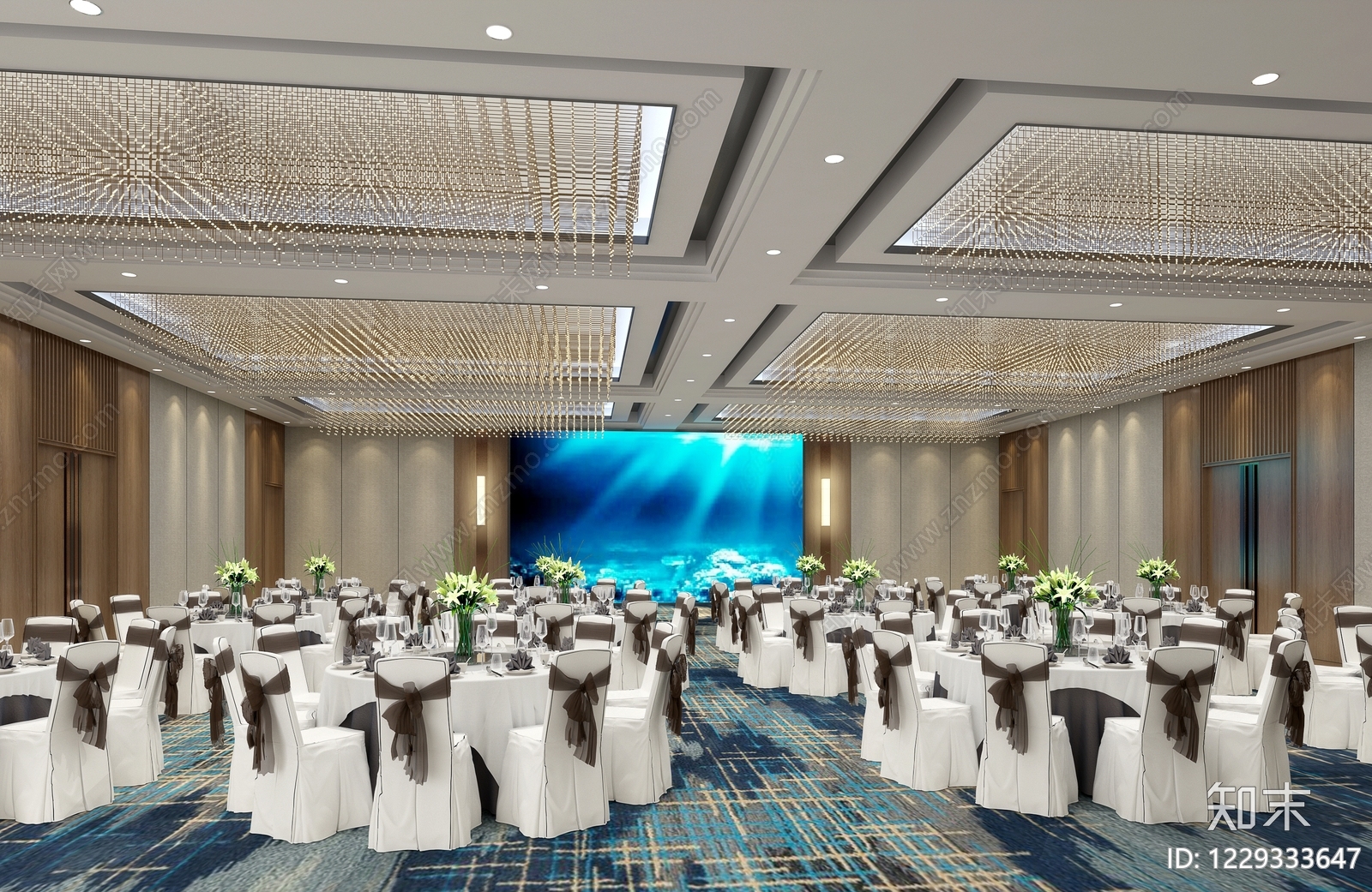 轻奢宴会厅3D模型下载【ID:1229333647】