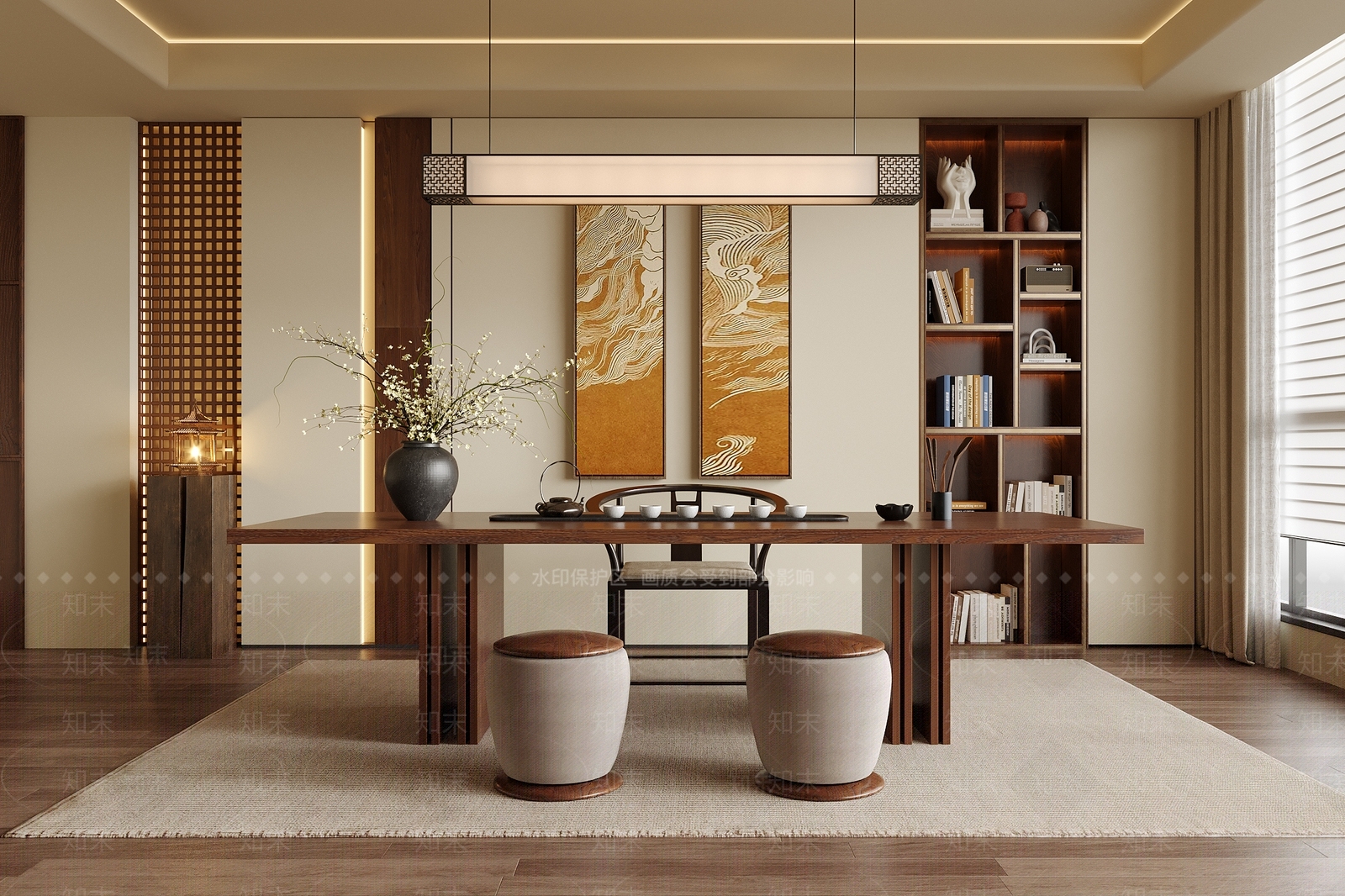新中式茶室3D模型下载【ID:1229338729】