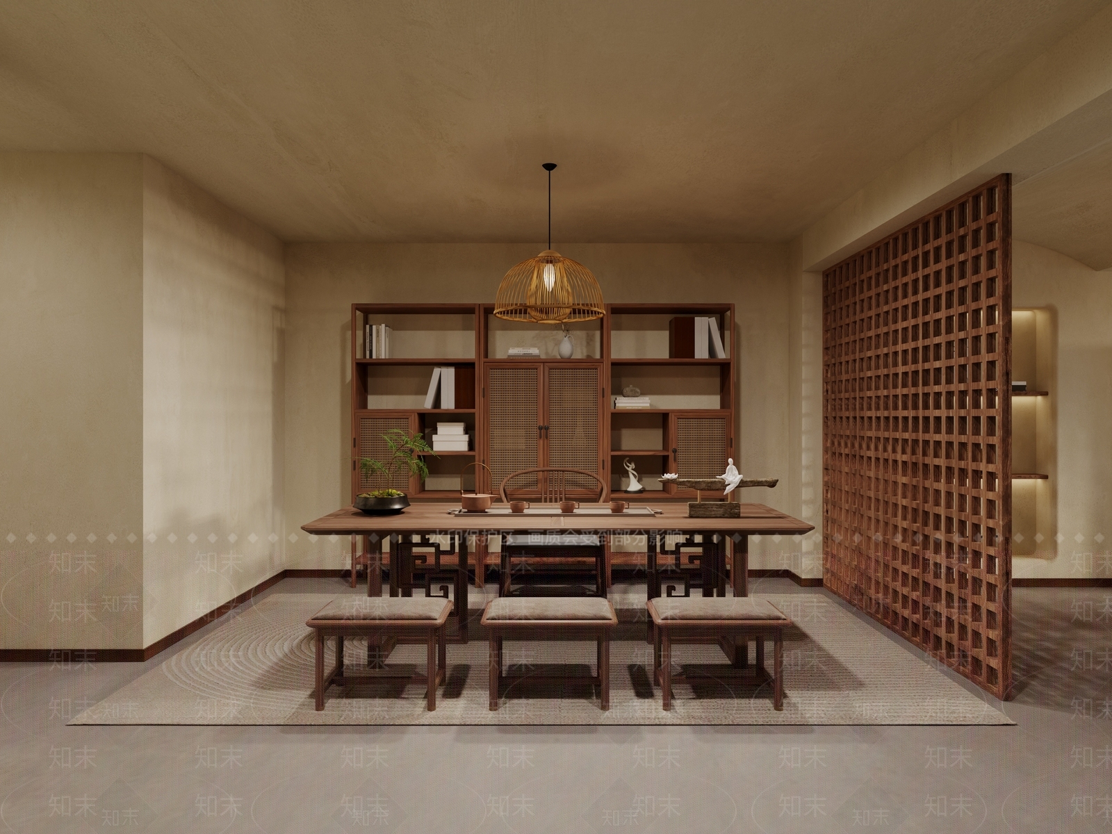 侘寂茶室3D模型下载【ID:1229340906】