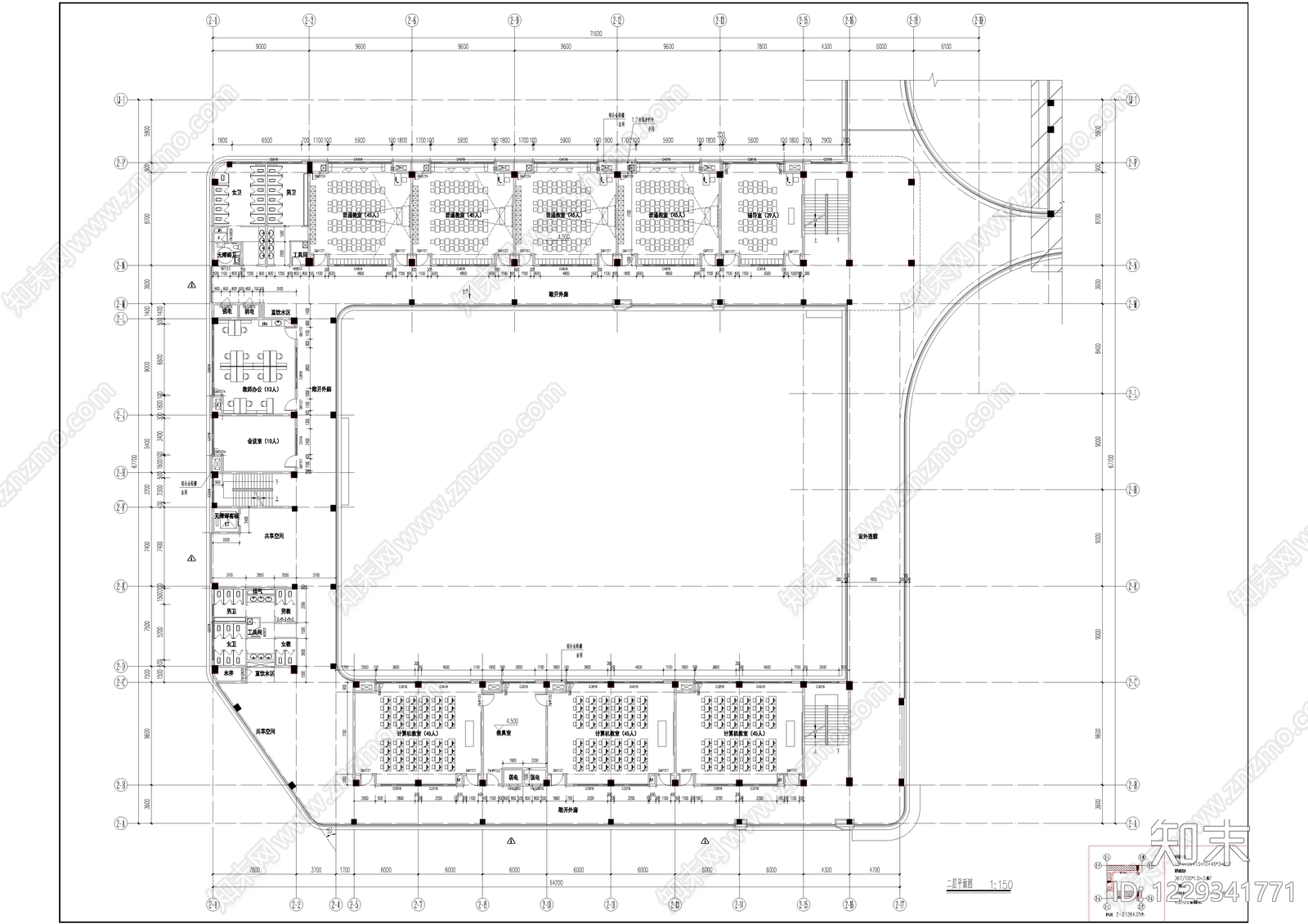 学校建筑cad施工图下载【ID:1229341771】