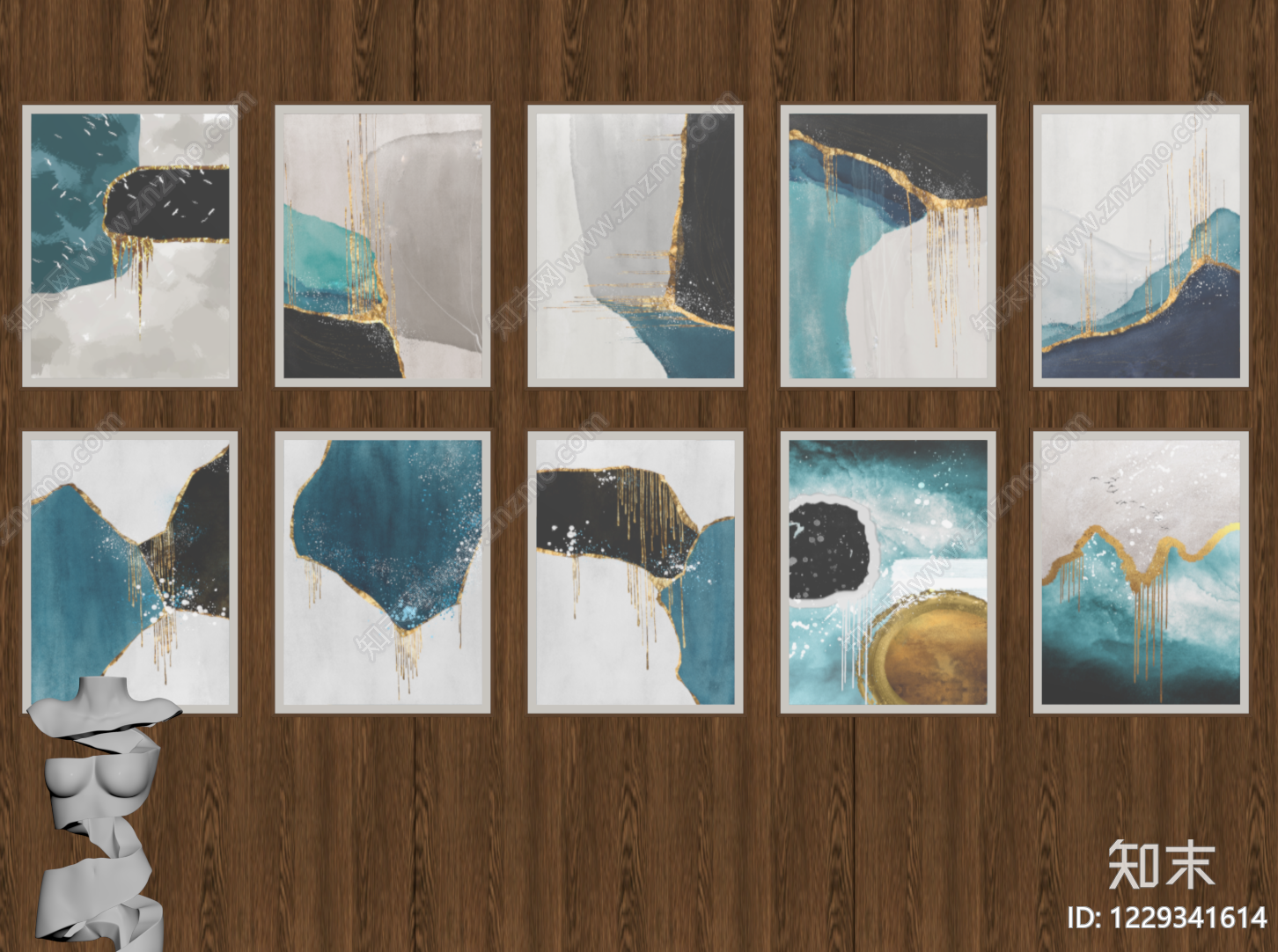 轻奢挂画组合SU模型下载【ID:1229341614】