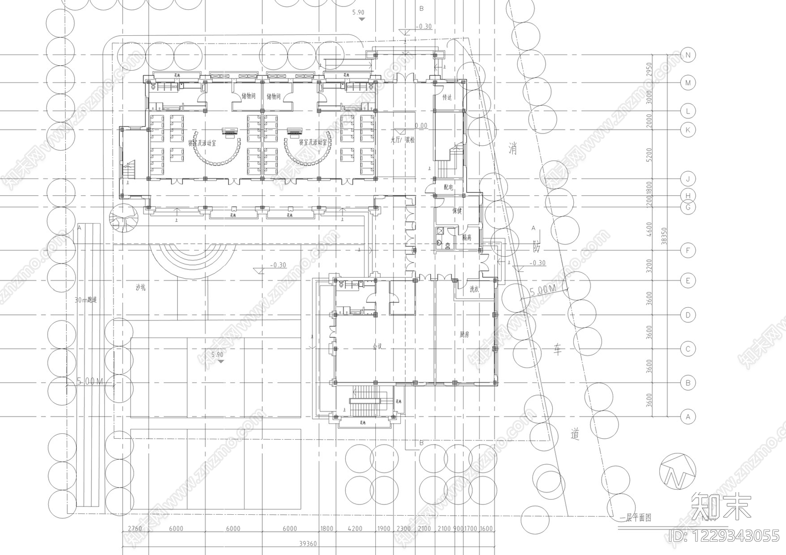 幼儿园建筑cad施工图下载【ID:1229343055】