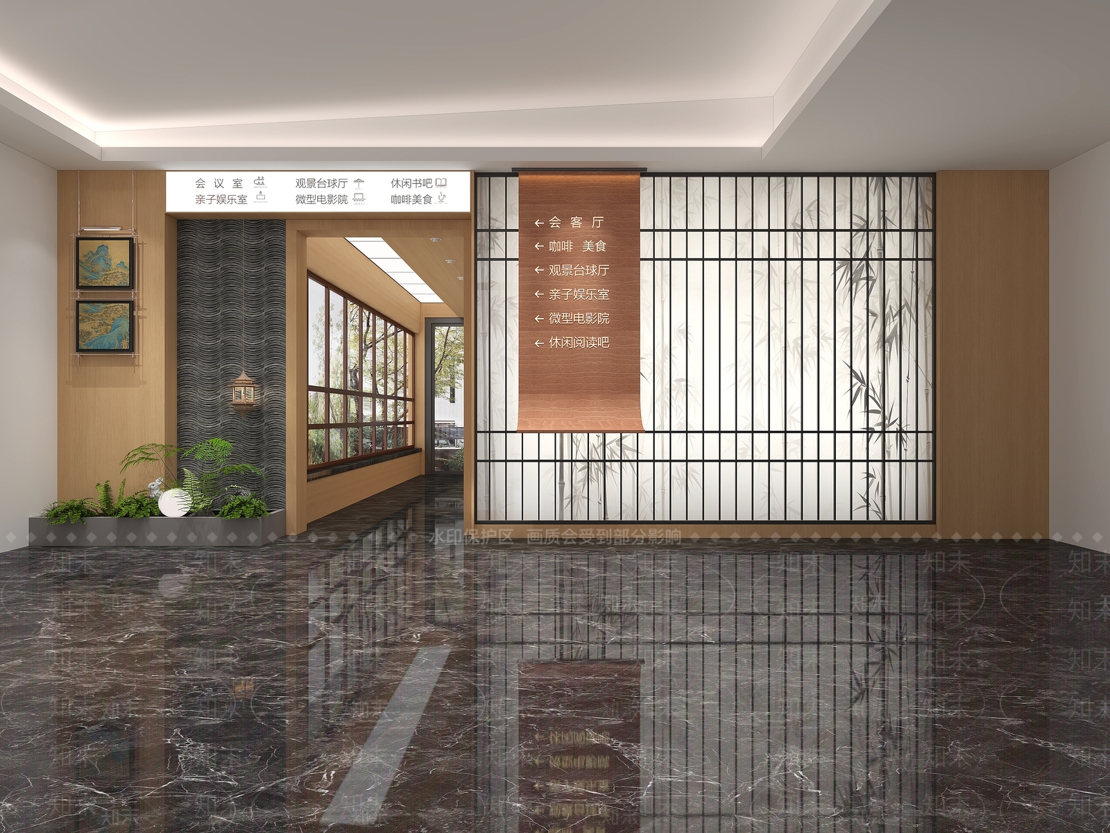 新中式走廊3D模型下载【ID:1229351703】