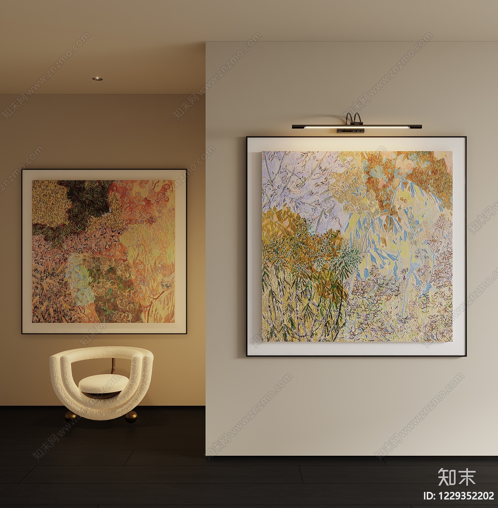 现代简约油画SU模型下载【ID:1229352202】