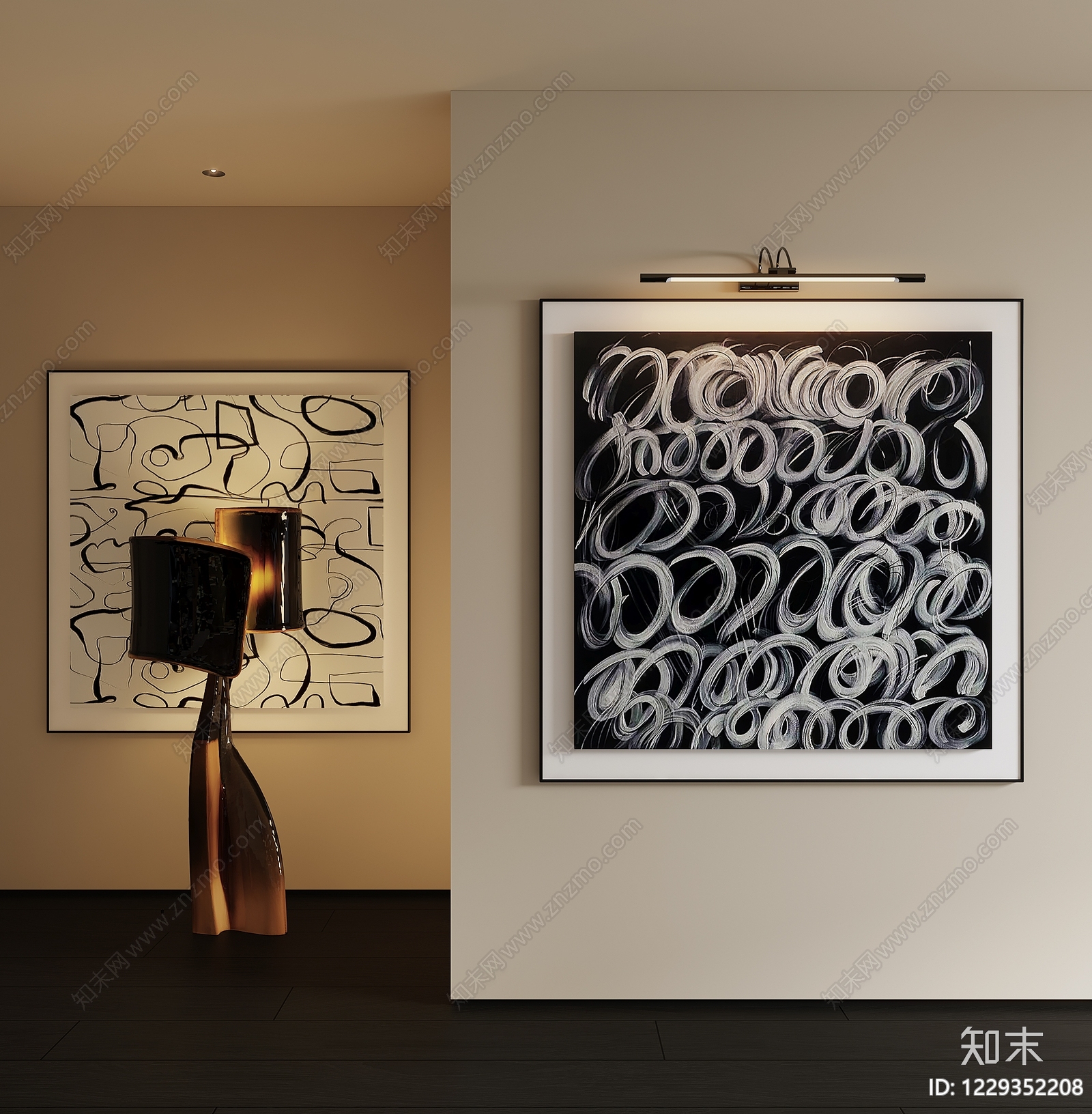现代简约抽象画SU模型下载【ID:1229352208】
