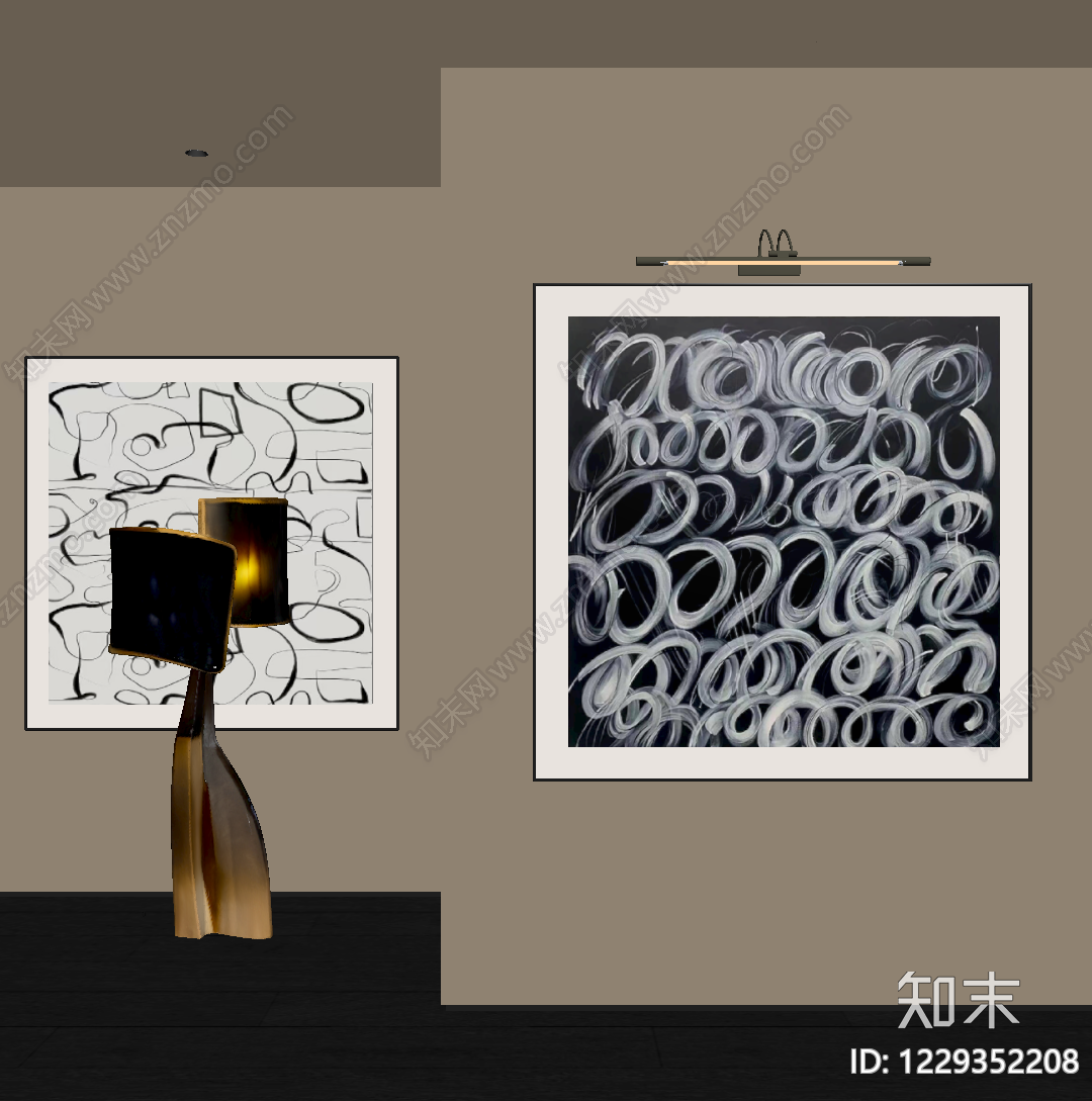 现代简约抽象画SU模型下载【ID:1229352208】