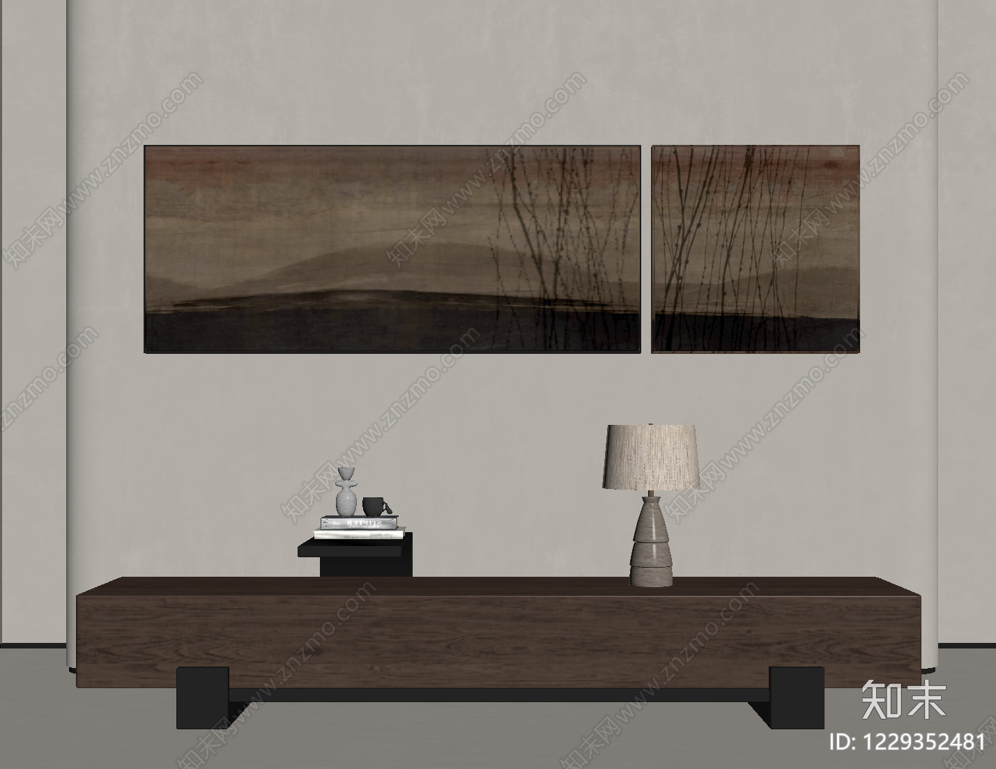 侘寂挂画组合SU模型下载【ID:1229352481】