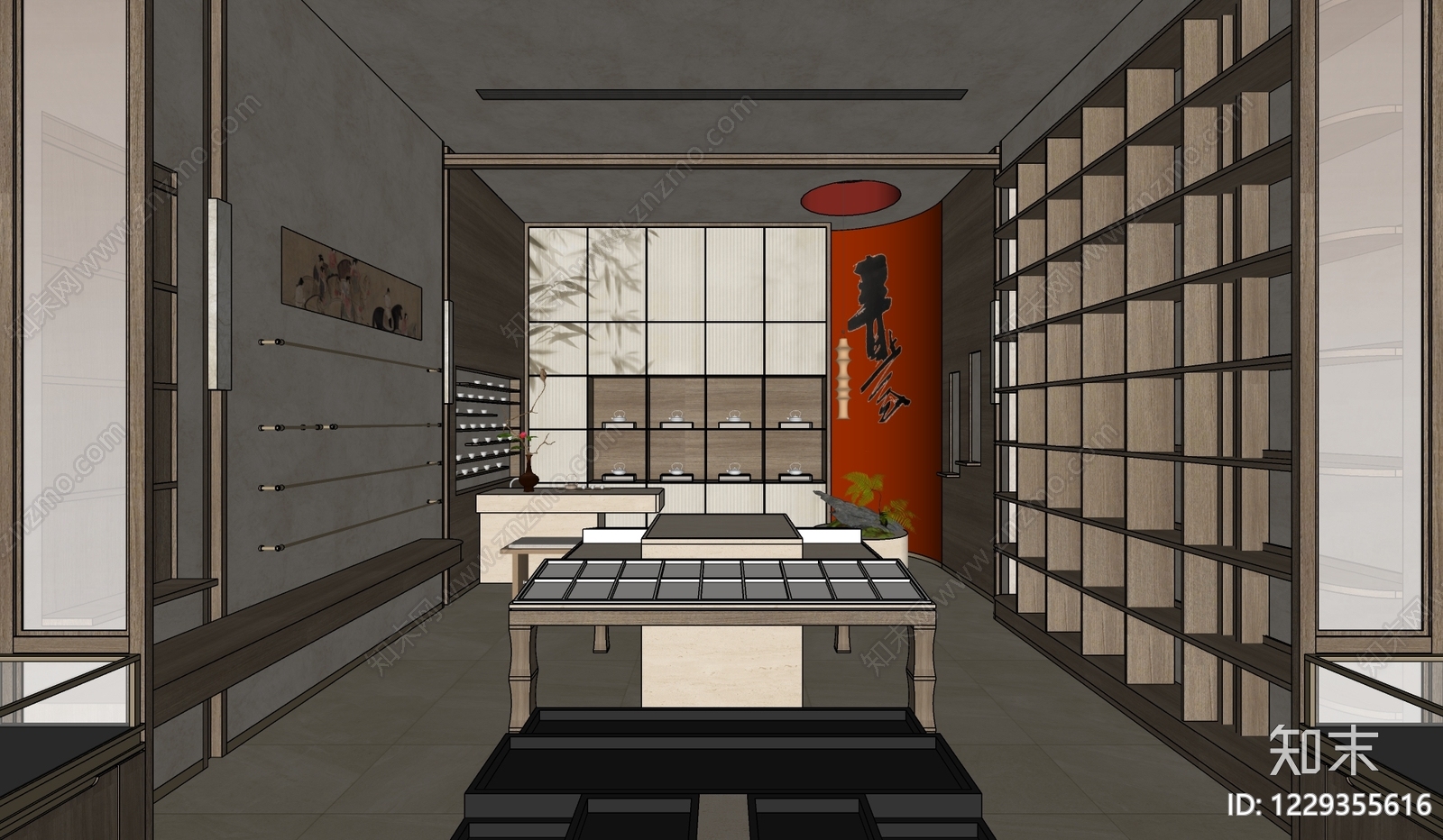 新中式珠宝店SU模型下载【ID:1229355616】