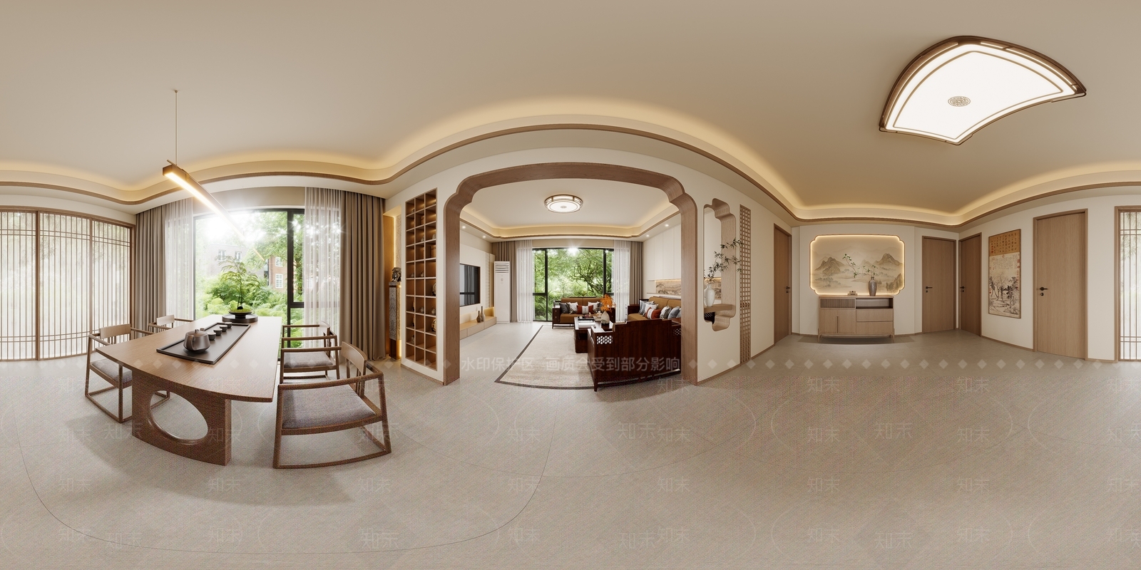 新中式宋式客餐厅3D模型下载【ID:1229358687】