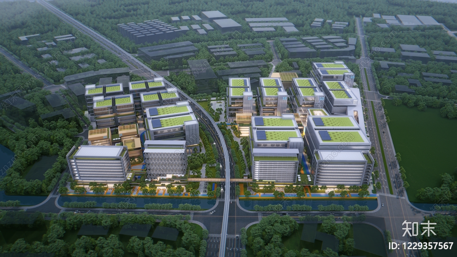 产业园建筑cad施工图下载【ID:1229357567】