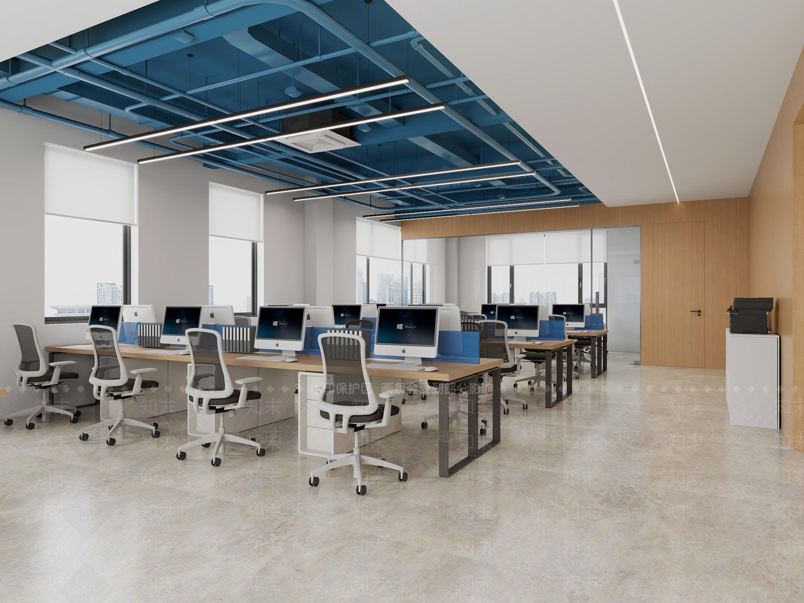 现代简约办公区3D模型下载【ID:1229359456】