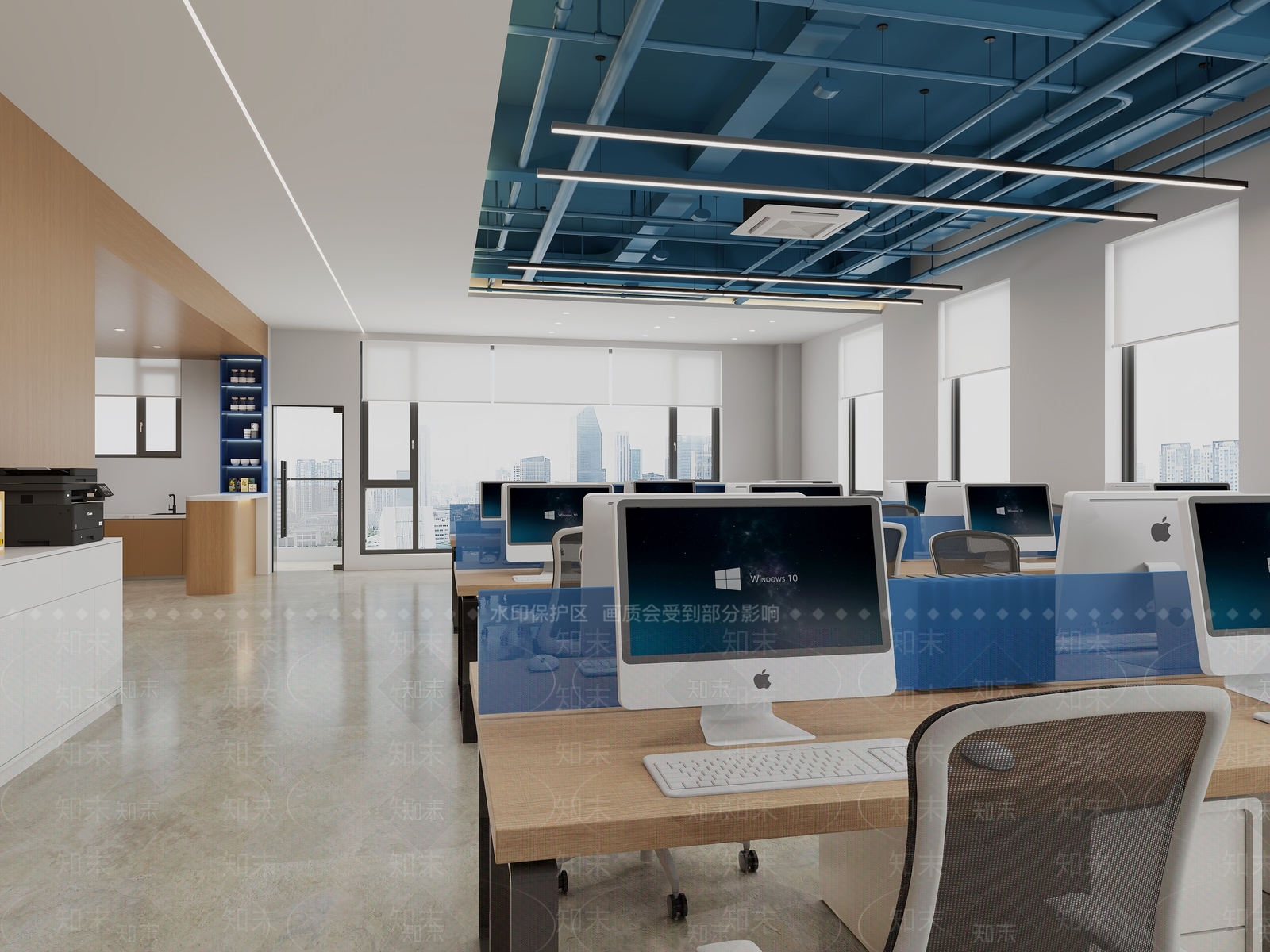 现代简约办公区3D模型下载【ID:1229359456】