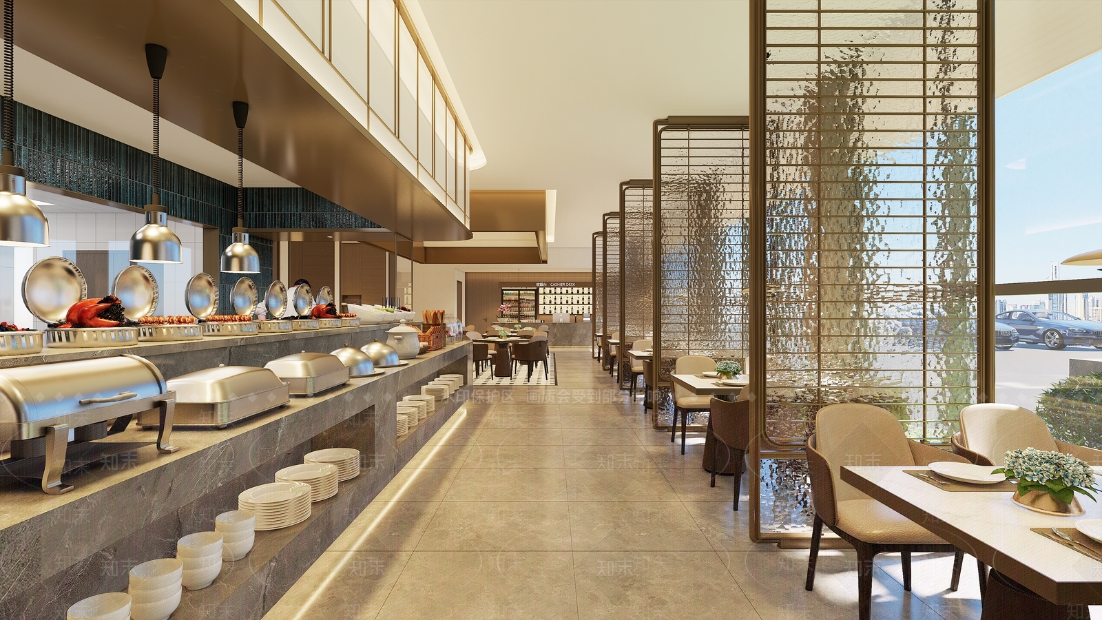 轻奢酒店餐厅SU模型下载【ID:1229373691】