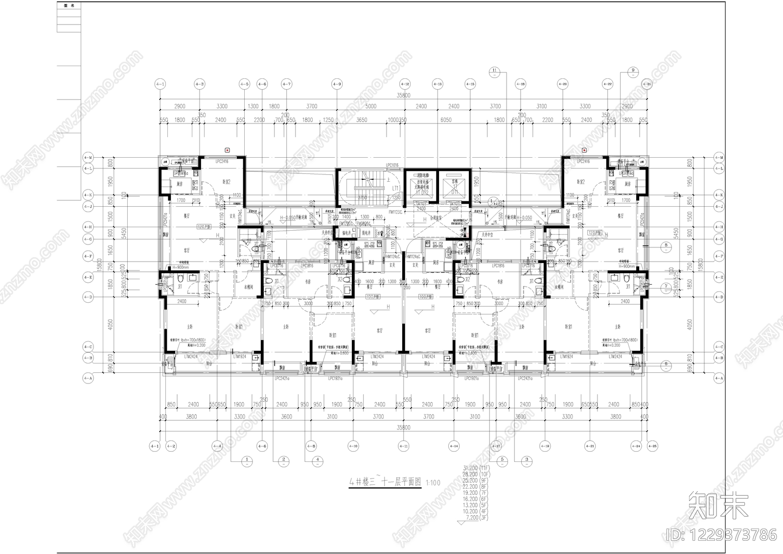 保障性住房cad施工图下载【ID:1229373786】