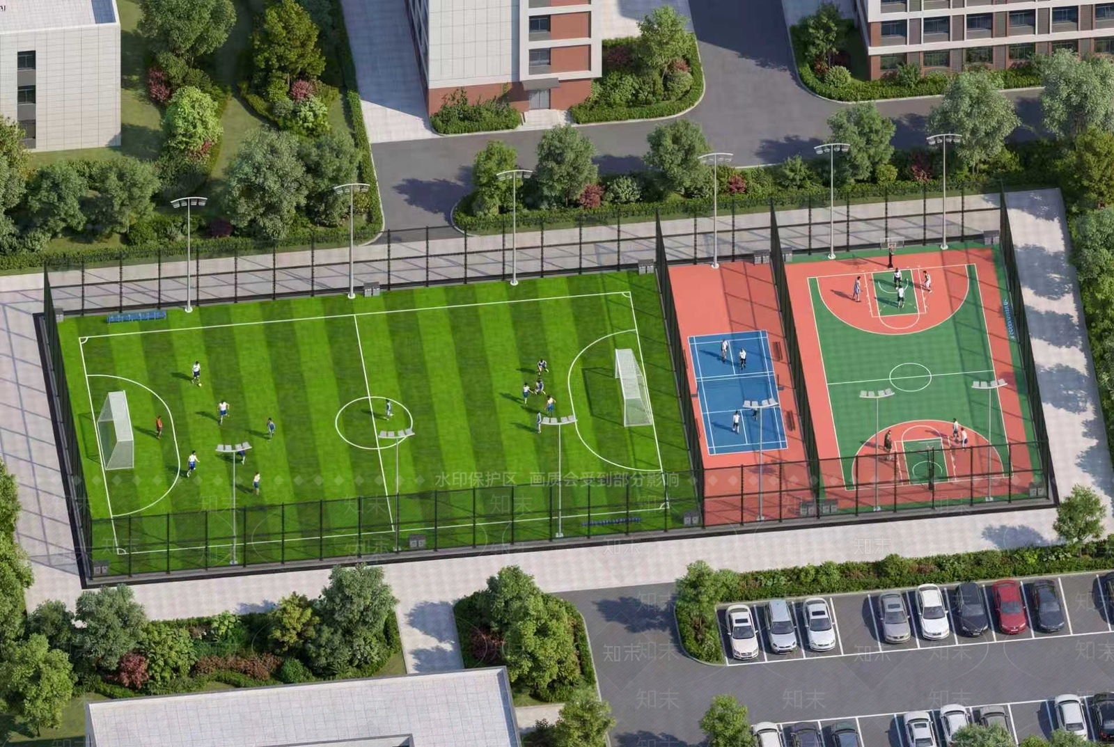 现代主义教育校园景观3D模型下载【ID:1229374458】