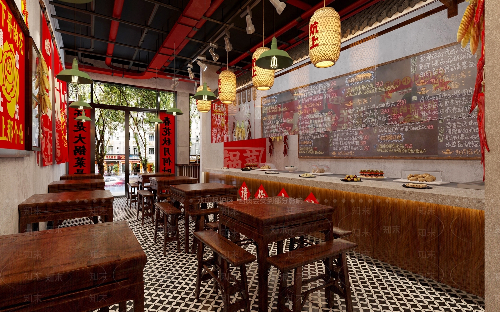 复古工业风中餐厅3D模型下载【ID:1229376829】