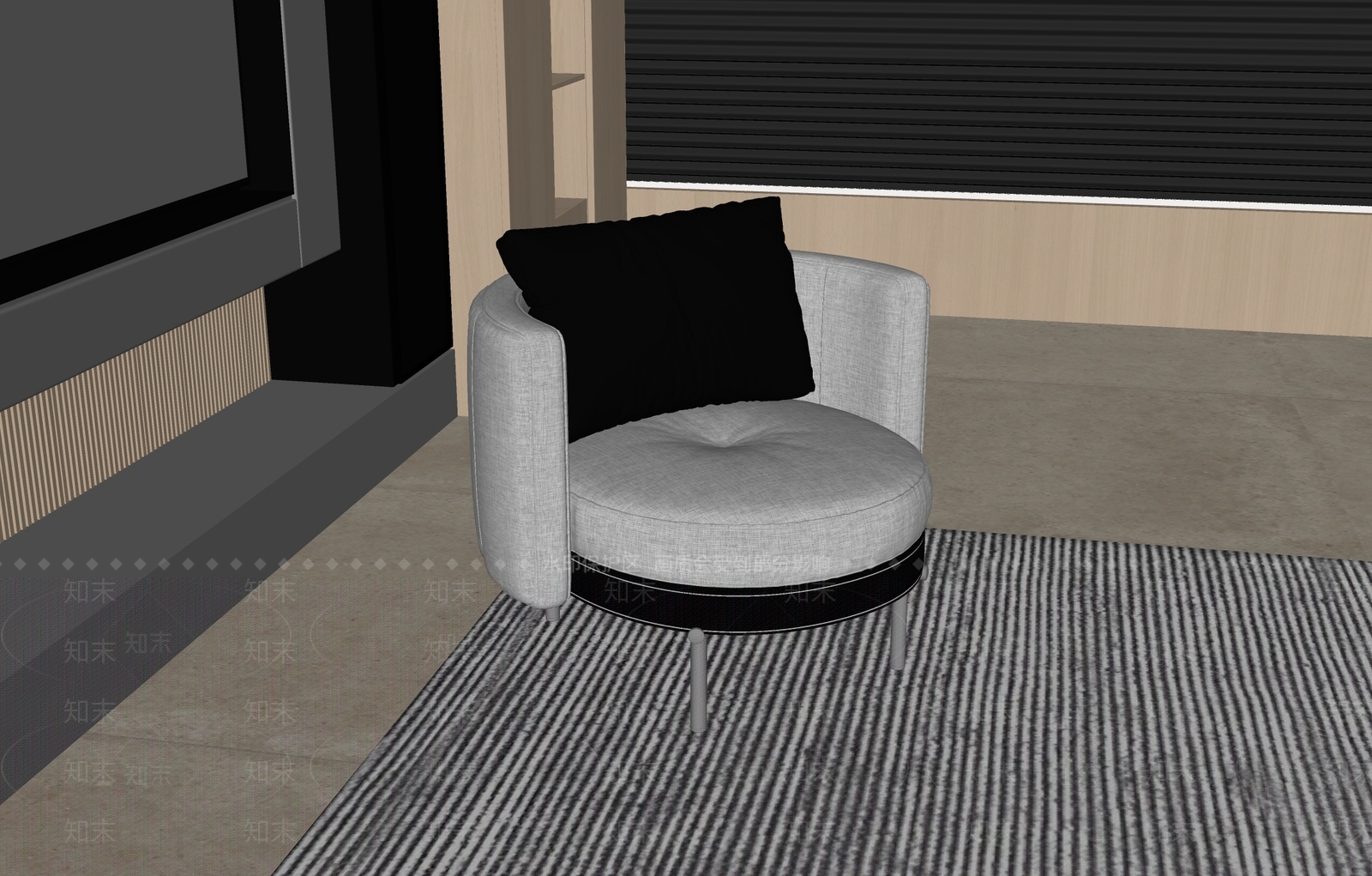 意式极简休闲椅SU模型下载【ID:1229383696】