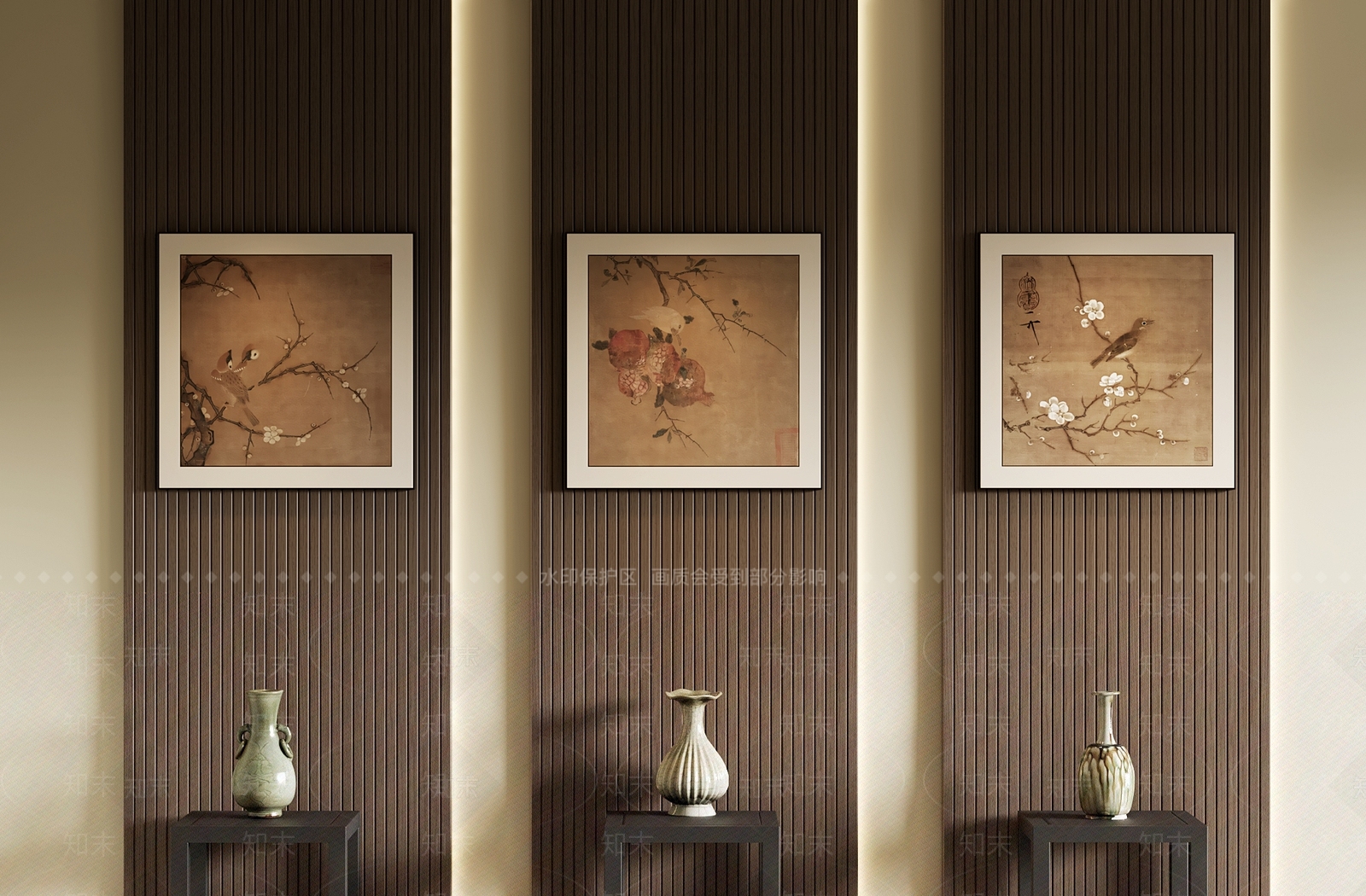 新中式挂画组合SU模型下载【ID:1229392287】