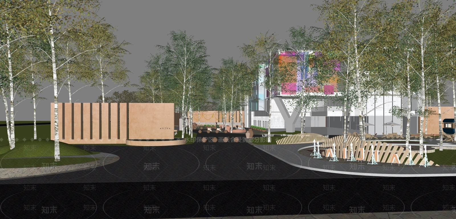 现代主义住宅区景观SU模型下载【ID:1229395825】