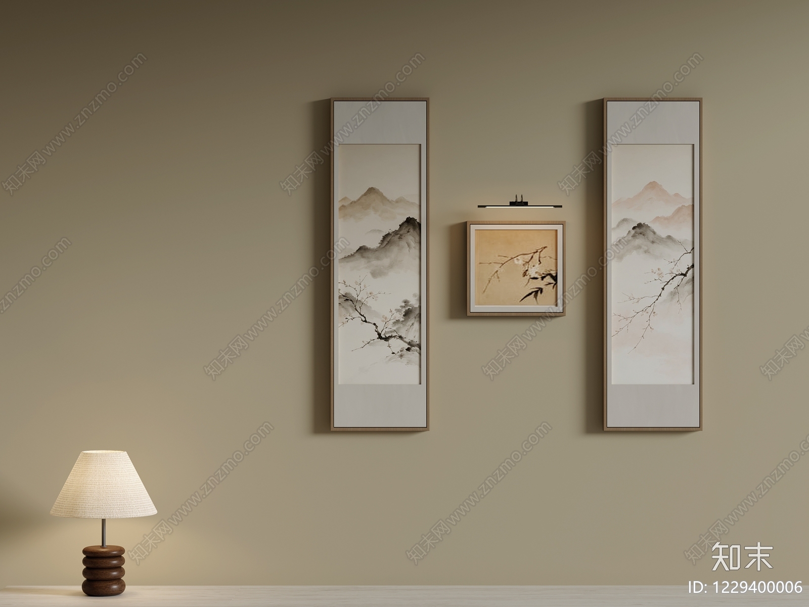 新中式组合画3D模型下载【ID:1229400006】