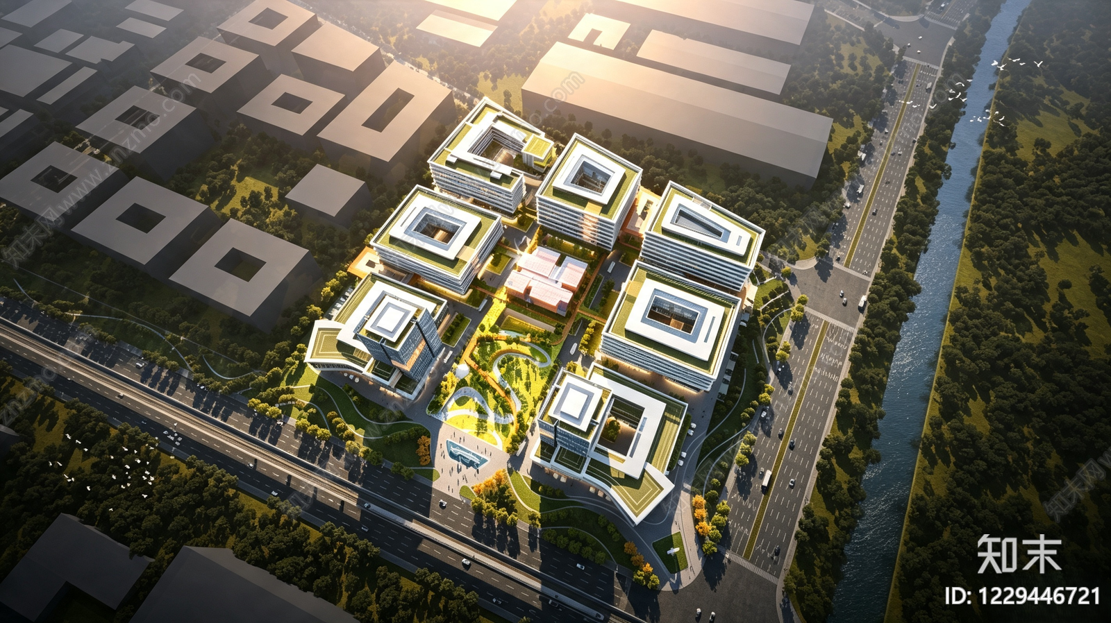 产业园建筑cad施工图下载【ID:1229446721】