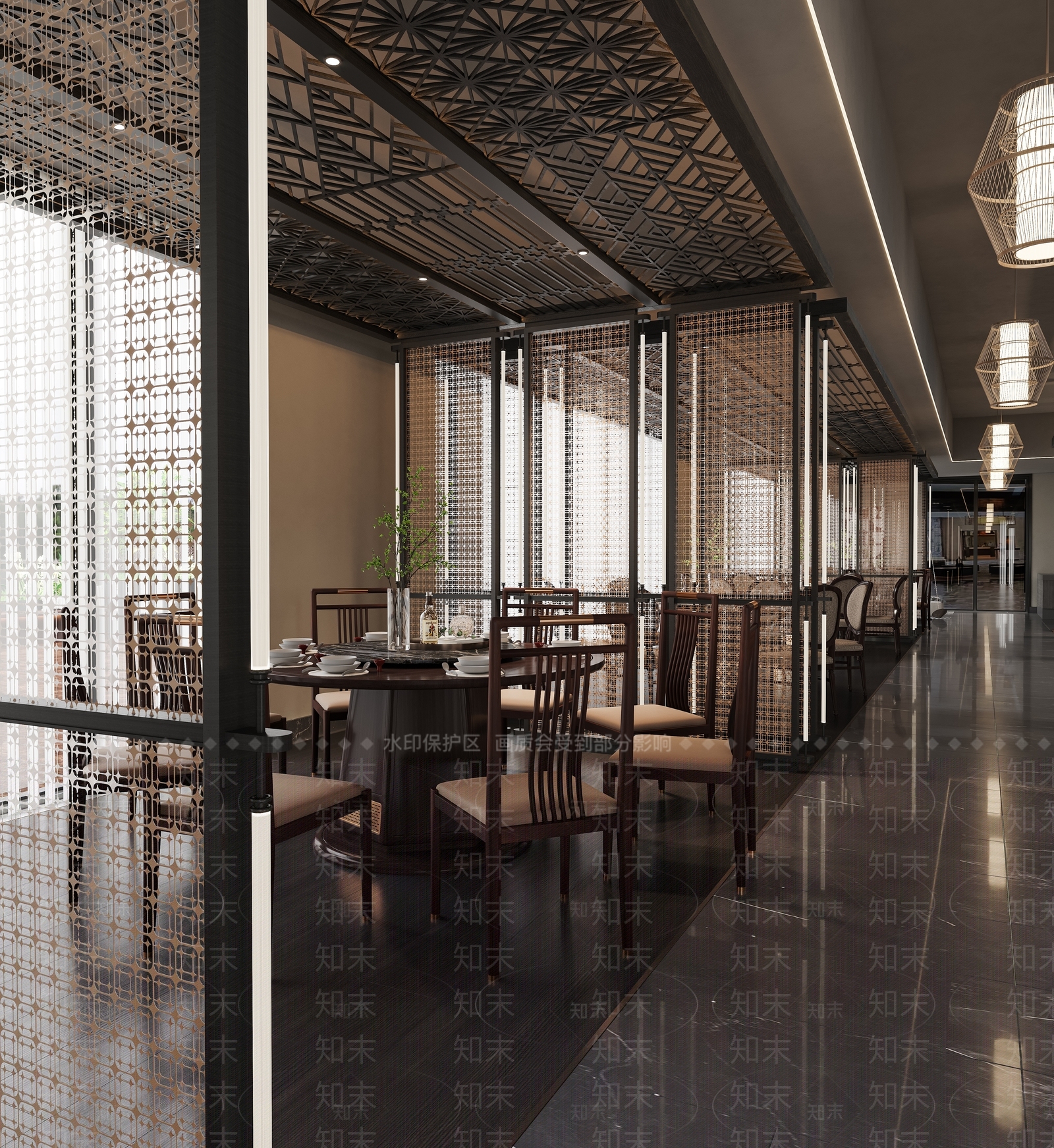 新中式中餐厅3D模型下载【ID:1229451505】