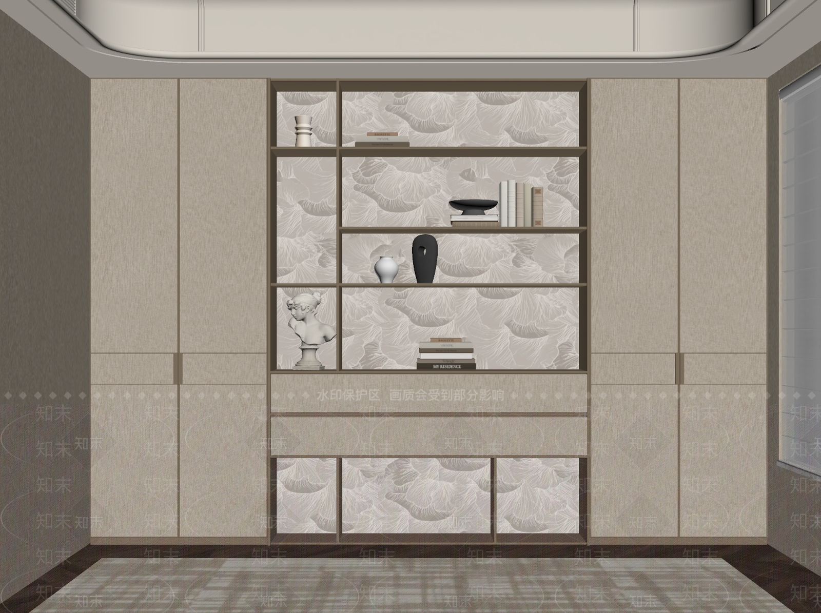 轻奢书柜SU模型下载【ID:1229452407】